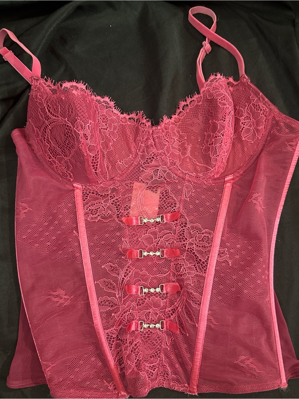 Victoria's Secret Deep Rose Lace Bustier Corset